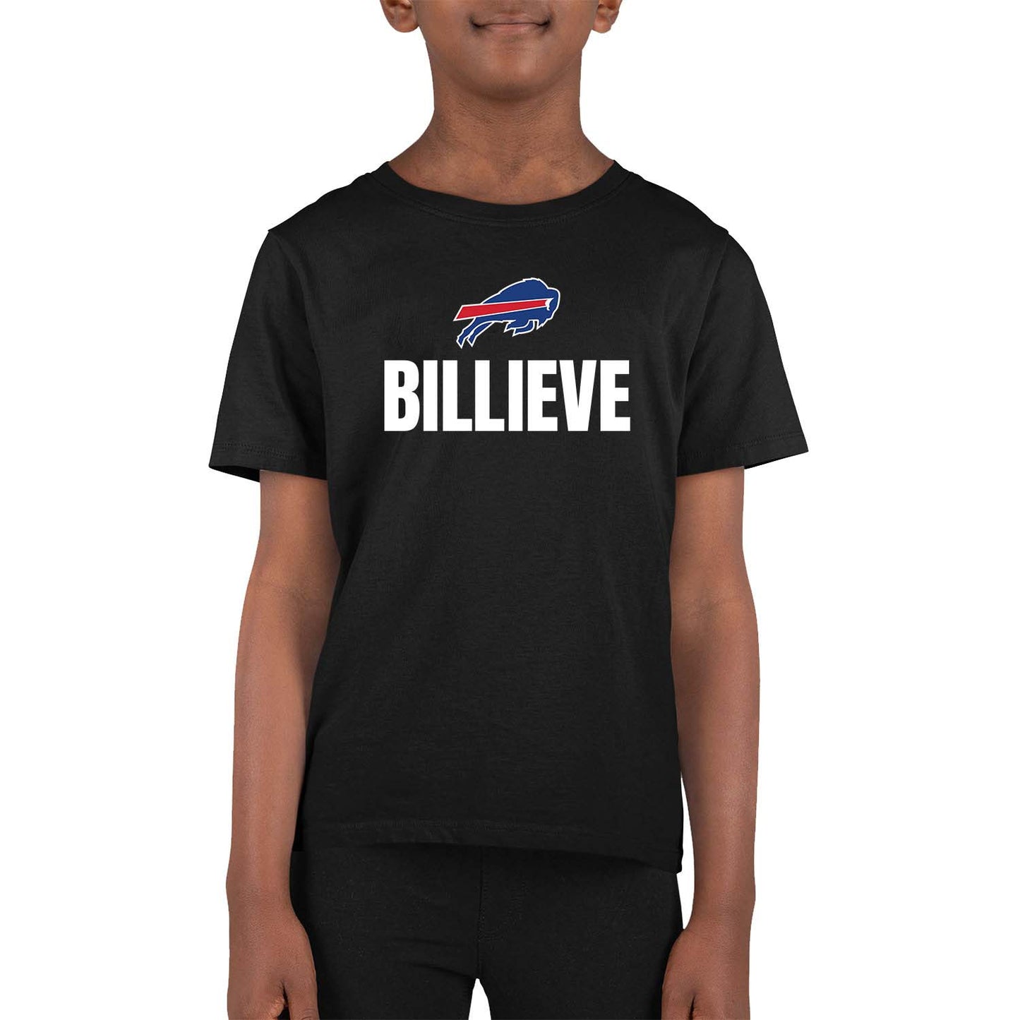 Buffalo Bills NFL Youth Team Slogan Short Sleeve Lightweight T Shirt - Black