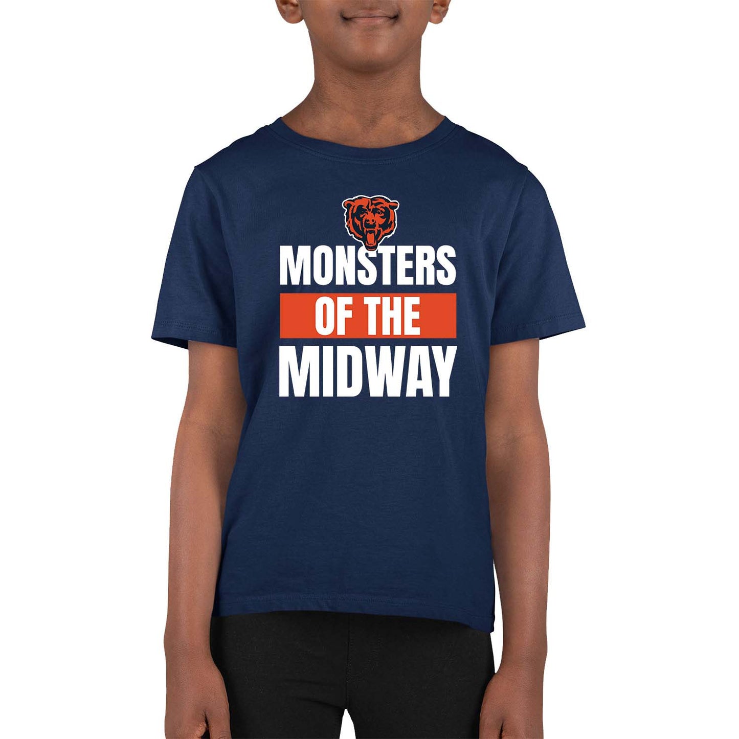 Chicago Bears NFL Youth Team Slogan Short Sleeve Lightweight T Shirt - Navy