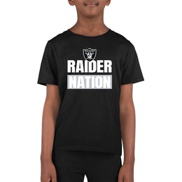 Las Vegas Raiders NFL Youth Team Slogan Short Sleeve Lightweight T Shirt - Black