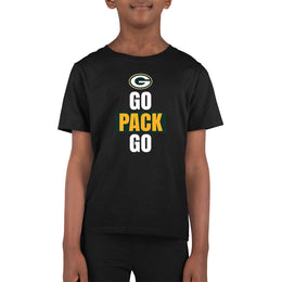 Green Bay Packers NFL Youth Team Slogan Short Sleeve Lightweight T Shirt - Black