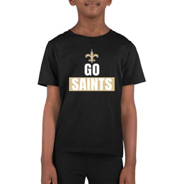 New Orleans Saints NFL Youth Team Slogan Short Sleeve Lightweight T Shirt - Black