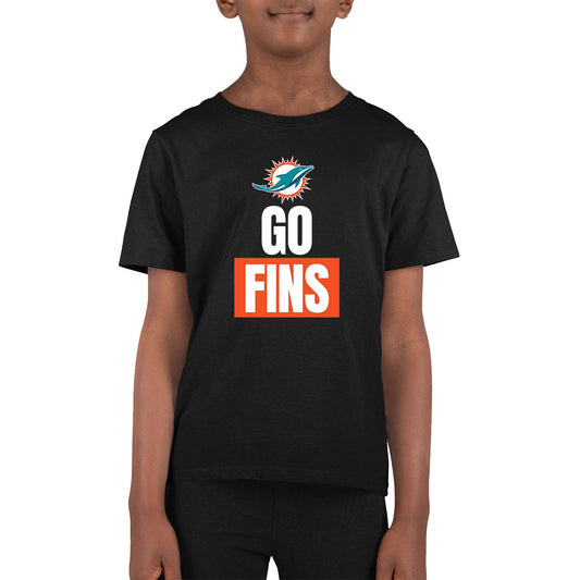 Miami Dolphins NFL Youth Team Slogan Short Sleeve Lightweight T Shirt - Black