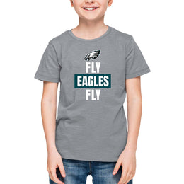 Philadelphia Eagles NFL Youth Team Slogan Short Sleeve Lightweight T Shirt - Gray