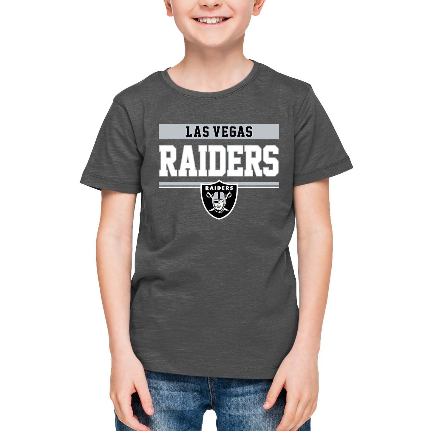 Las Vegas Raiders NFL Youth Short Sleeve Charcoal T Shirt - Charcoal