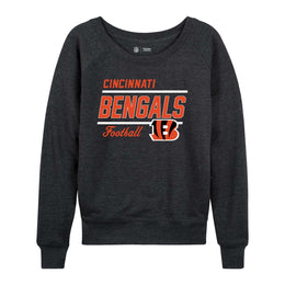 Cincinnati Bengals NFL Womens Gameday French Terry Slouchy Top- Raglan Sleeves - Charcoal