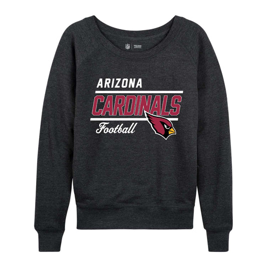 Arizona Cardinals NFL Womens Gameday French Terry Slouchy Top- Raglan Sleeves - Charcoal