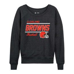 Cleveland Browns NFL Womens Gameday French Terry Slouchy Top- Raglan Sleeves - Charcoal