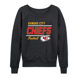 Kansas City Chiefs NFL Womens Gameday French Terry Slouchy Top- Raglan Sleeves - Charcoal