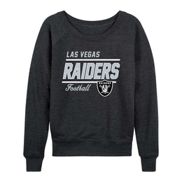 Las Vegas Raiders NFL Womens Gameday French Terry Slouchy Top- Raglan Sleeves - Charcoal