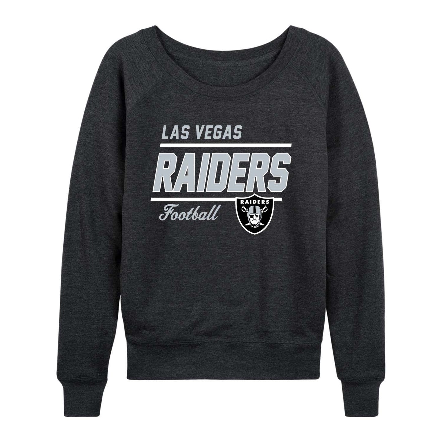 Las Vegas Raiders NFL Womens Gameday French Terry Slouchy Top- Raglan Sleeves - Charcoal
