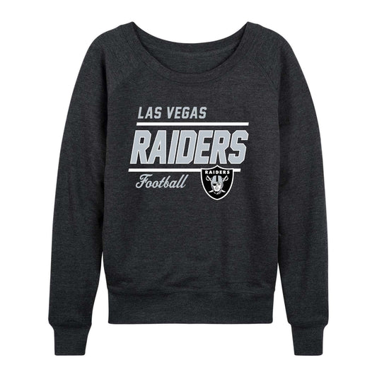 Las Vegas Raiders NFL Womens Gameday French Terry Slouchy Top- Raglan Sleeves - Charcoal