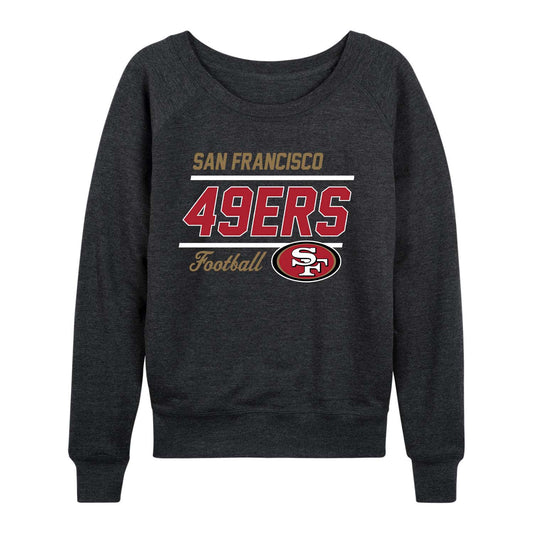 San Francisco 49ers NFL Womens Gameday French Terry Slouchy Top- Raglan Sleeves - Charcoal