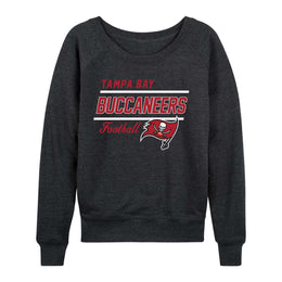Tampa Bay Buccaneers NFL Womens Gameday French Terry Slouchy Top- Raglan Sleeves - Charcoal