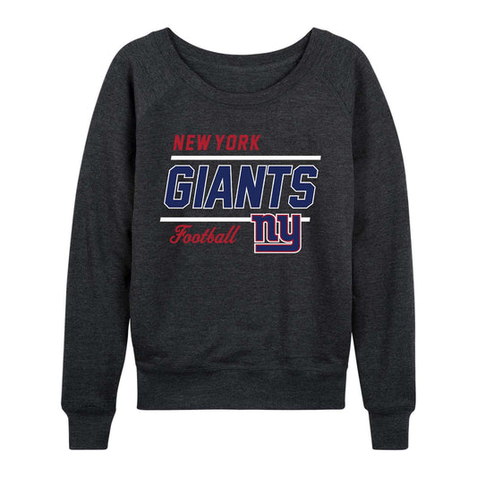 New York Giants NFL Womens Gameday French Terry Slouchy Top- Raglan Sleeves - Charcoal