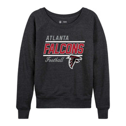 Atlanta Falcons NFL Womens Gameday French Terry Slouchy Top- Raglan Sleeves - Charcoal