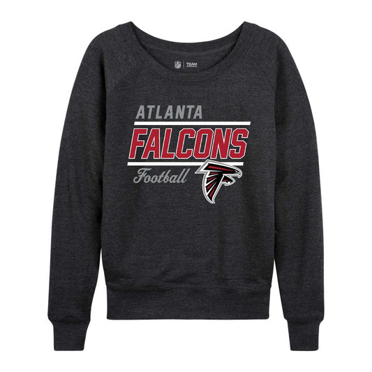 Atlanta Falcons NFL Womens Gameday French Terry Slouchy Top- Raglan Sleeves - Charcoal