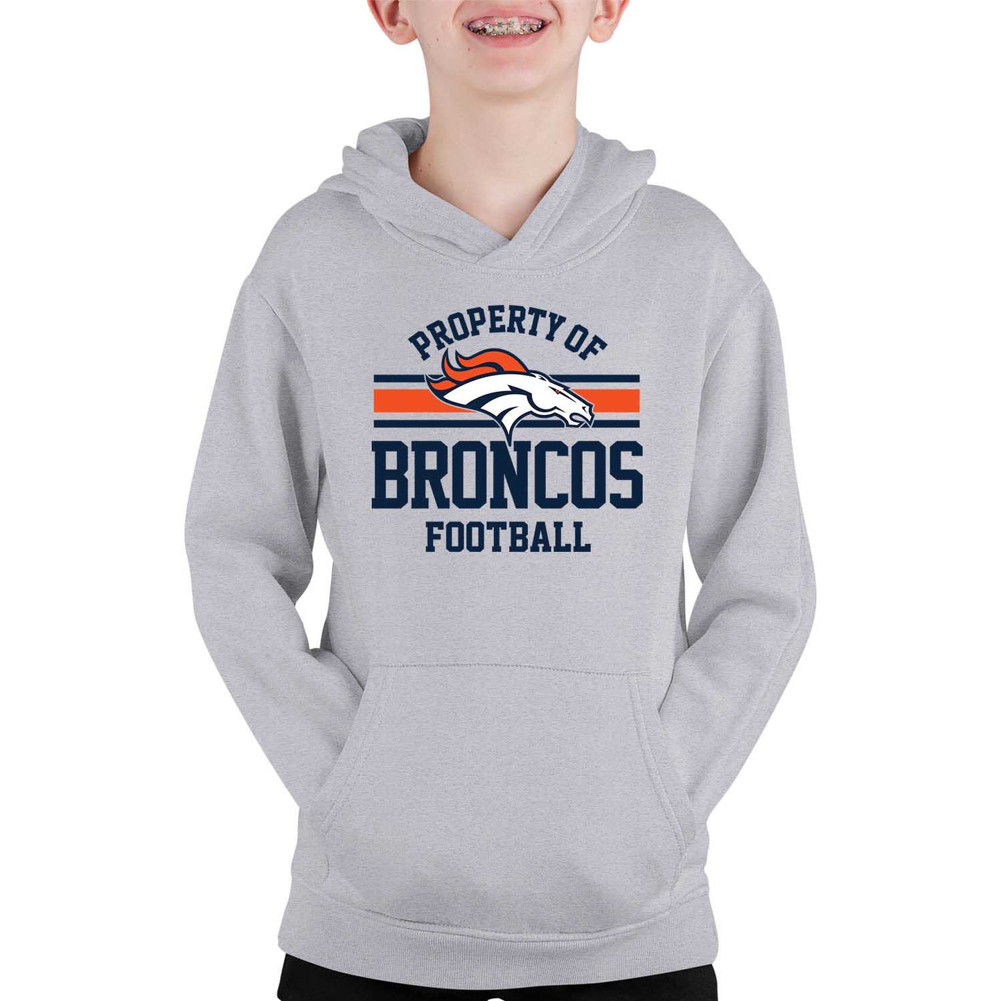 Denver Broncos NFL Youth Property Of Hooded Sweatshirt - Sport Gray