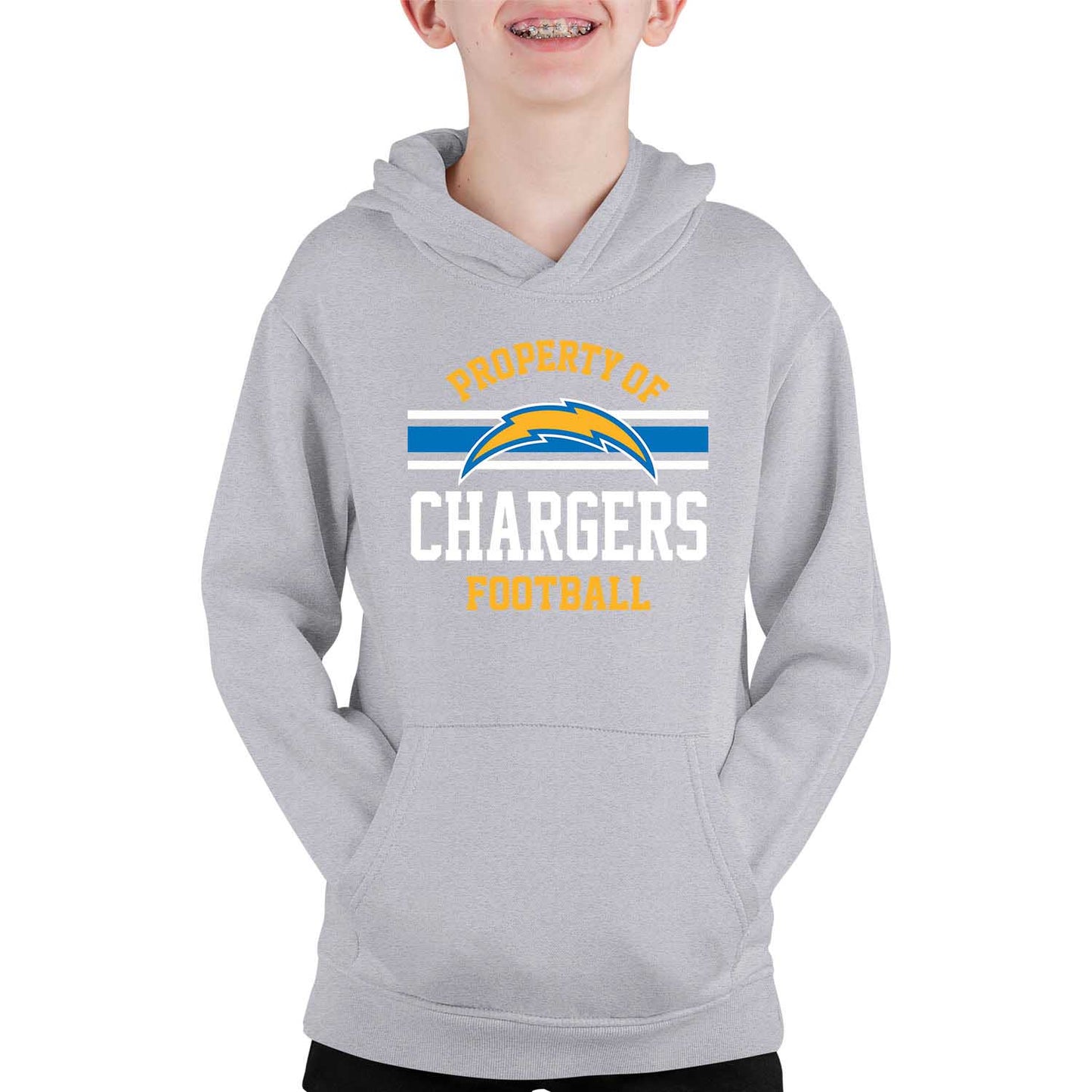 Los Angeles Chargers NFL Youth Property Of Hooded Sweatshirt - Sport Gray