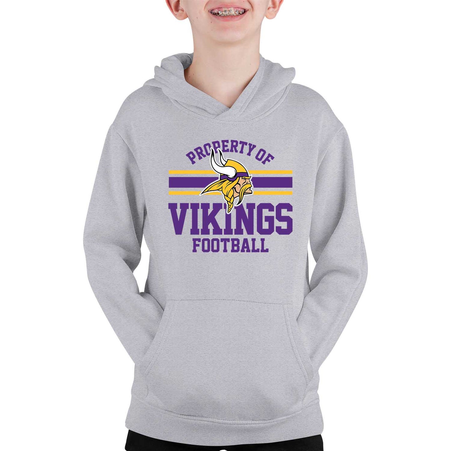 Minnesota Vikings NFL Youth Property Of Hooded Sweatshirt - Sport Gray