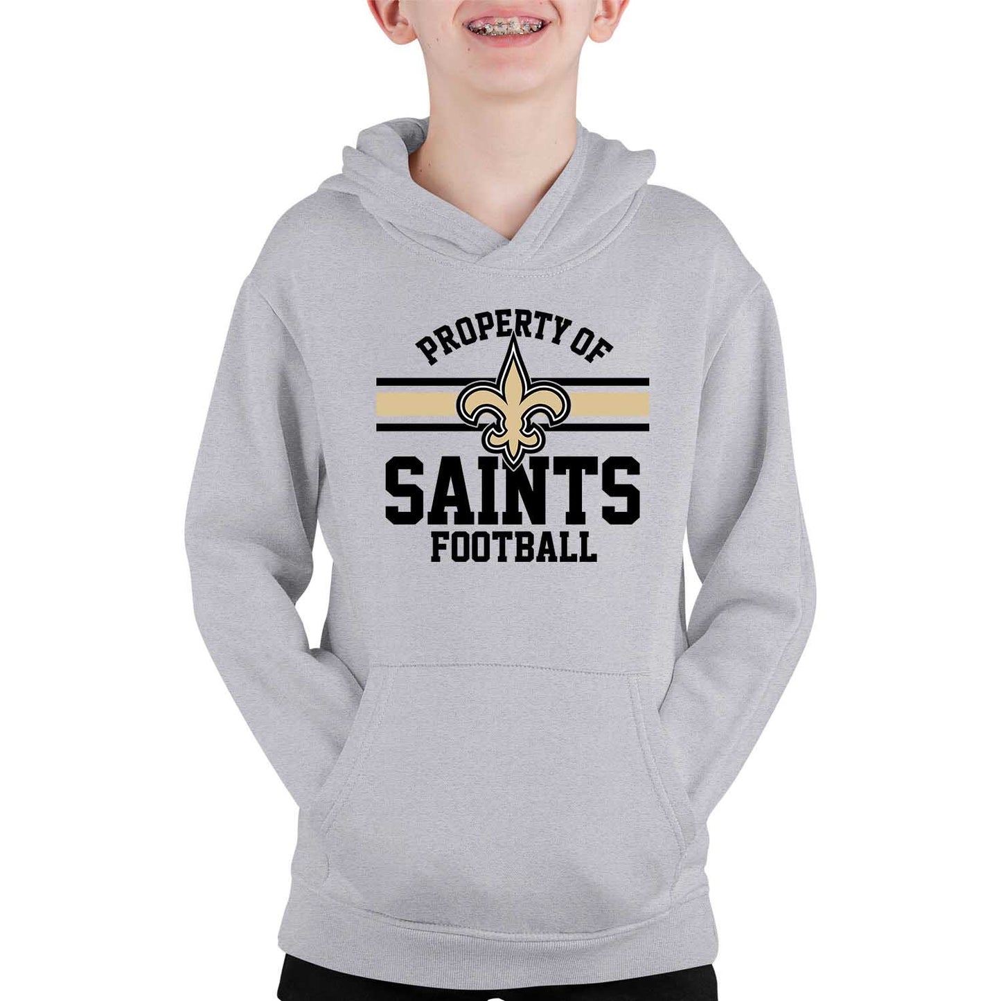 New Orleans Saints NFL Youth Property Of Hooded Sweatshirt - Sport Gray