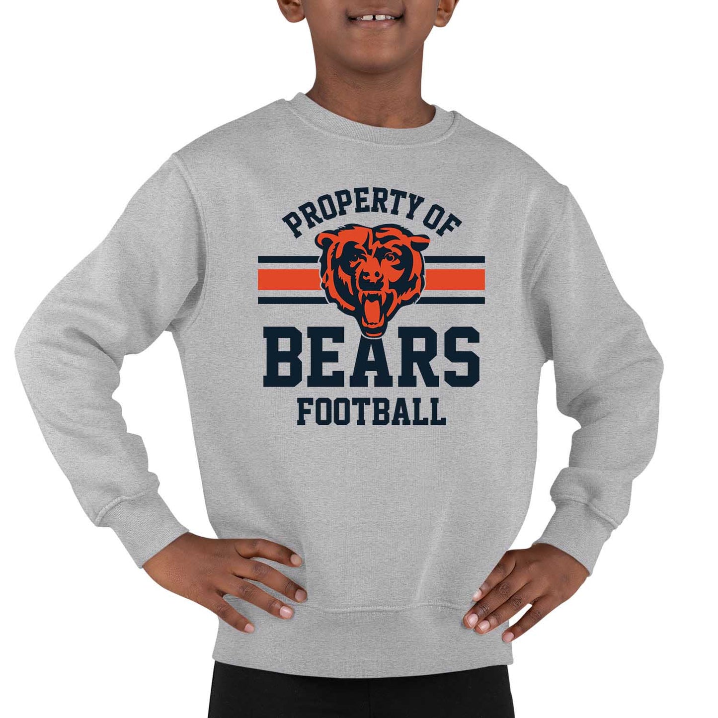 Chicago Bears NFL Youth Property Of Crew Sweatshirt - Sport Gray