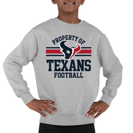 Houston Texans NFL Youth Property Of Crew Sweatshirt - Sport Gray