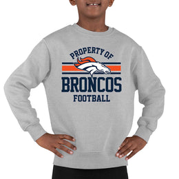 Denver Broncos NFL Youth Property Of Crew Sweatshirt - Sport Gray