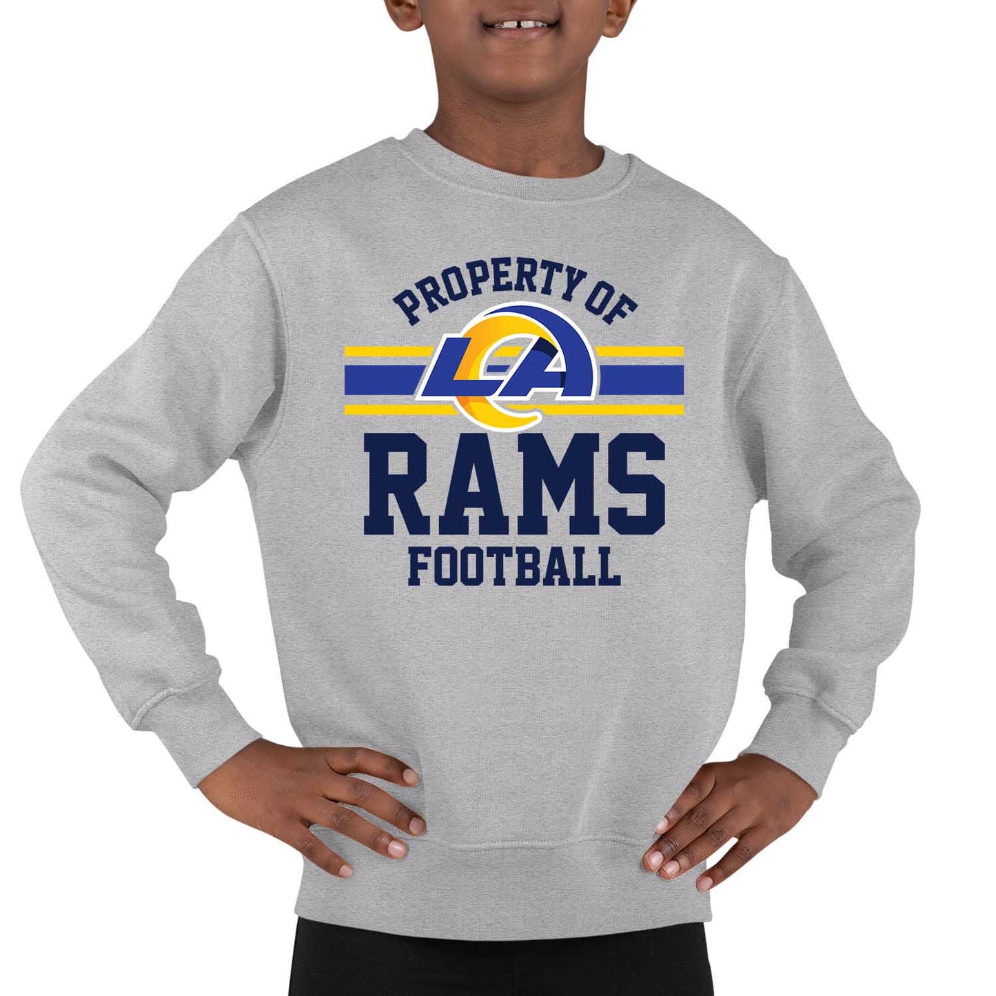 Los Angeles Rams NFL Youth Property Of Crew Sweatshirt - Sport Gray
