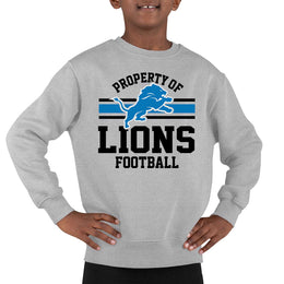 Detroit Lions NFL Youth Property Of Crew Sweatshirt - Sport Gray