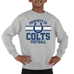 Indianapolis Colts NFL Youth Property Of Crew Sweatshirt - Sport Gray