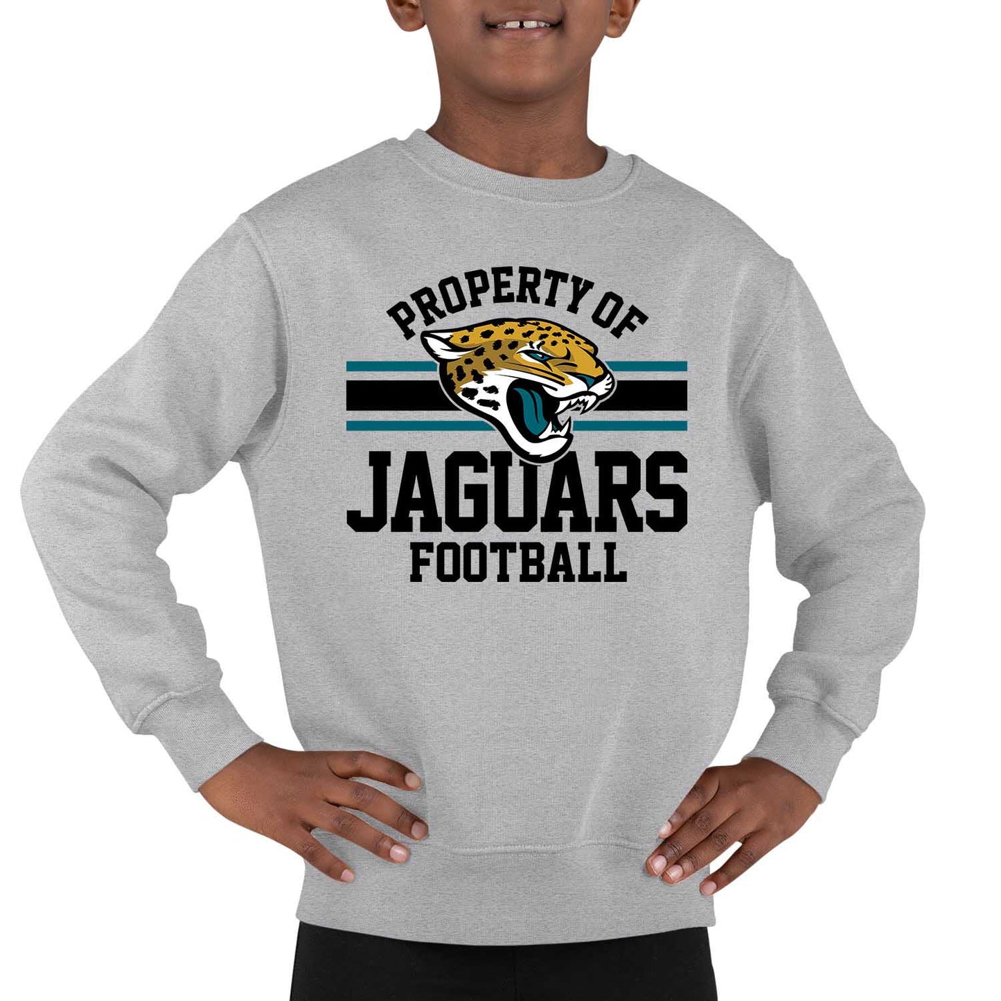 Jacksonville Jaguars NFL Youth Property Of Crew Sweatshirt - Sport Gray