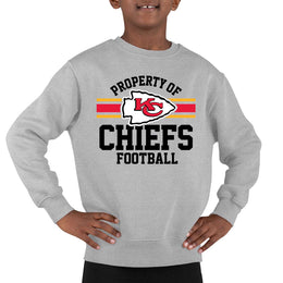 Kansas City Chiefs NFL Youth Property Of Crew Sweatshirt - Sport Gray