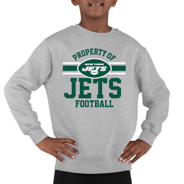 New York Jets NFL Youth Property Of Crew Sweatshirt - Sport Gray