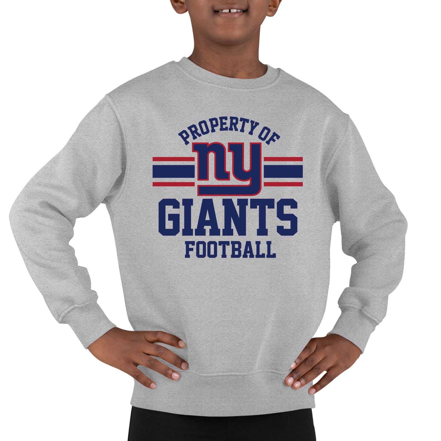 New York Giants NFL Youth Property Of Crew Sweatshirt - Sport Gray