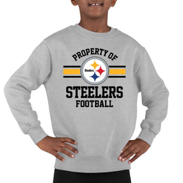 Pittsburgh Steelers NFL Youth Property Of Crew Sweatshirt - Sport Gray