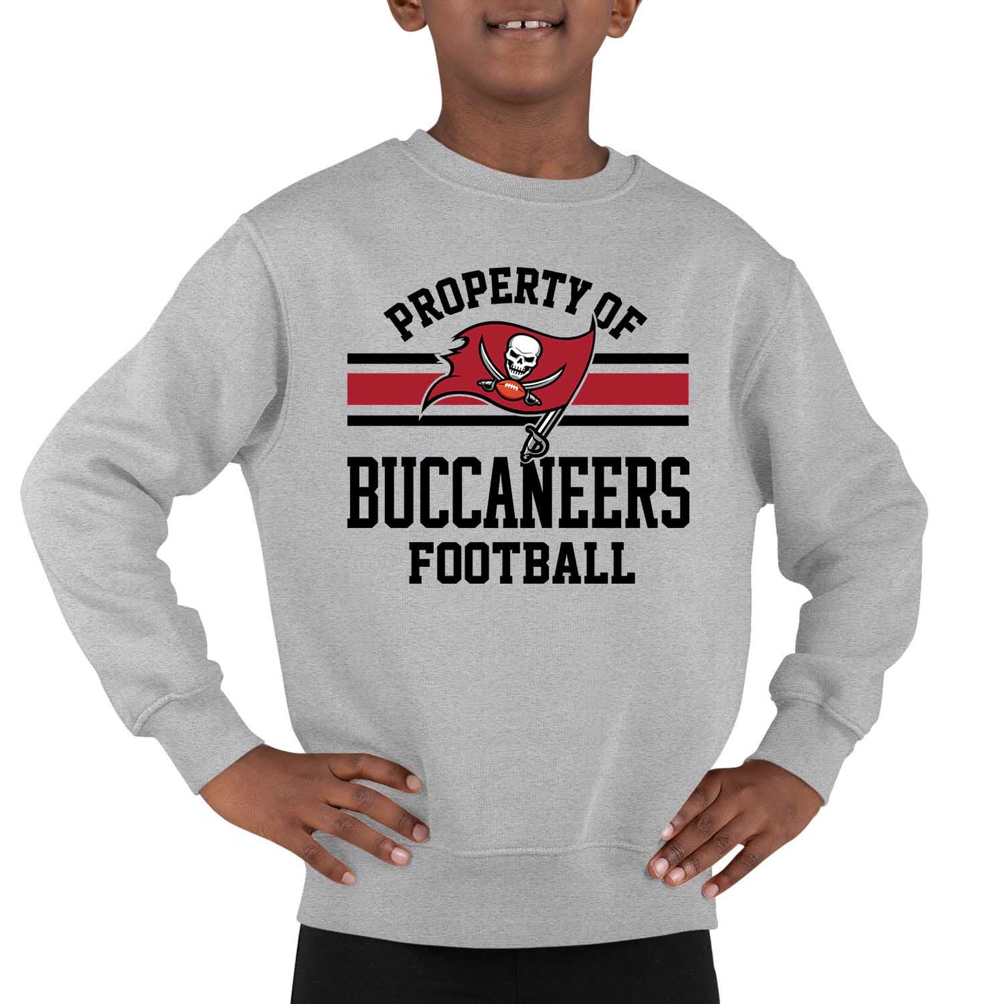 Tampa Bay Buccaneers NFL Youth Property Of Crew Sweatshirt - Sport Gray