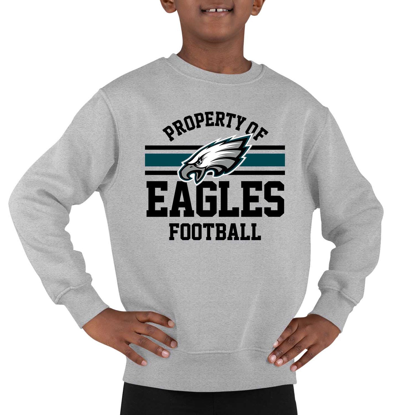 Philadelphia Eagles NFL Youth Property Of Crew Sweatshirt - Sport Gray