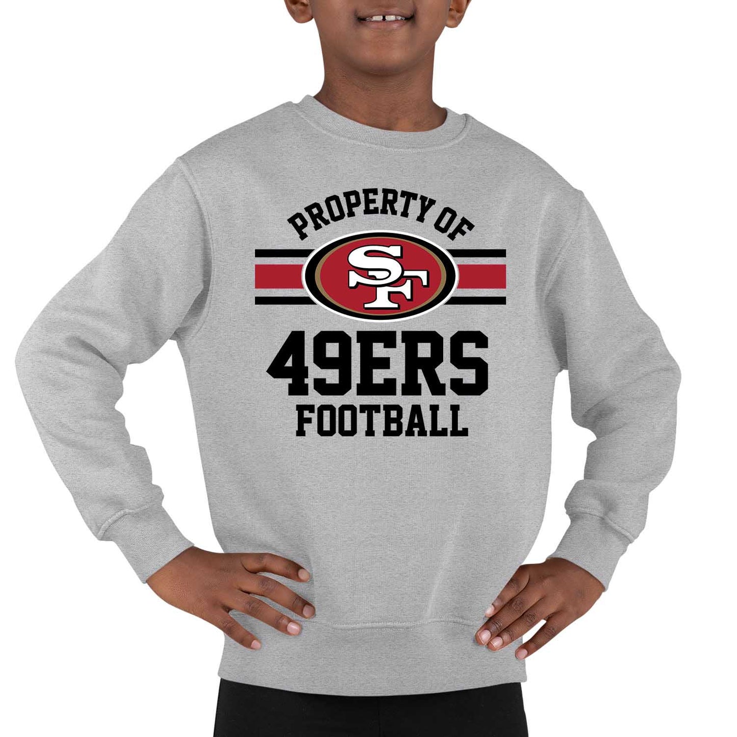 San Francisco 49ers NFL Youth Property Of Crew Sweatshirt - Sport Gray