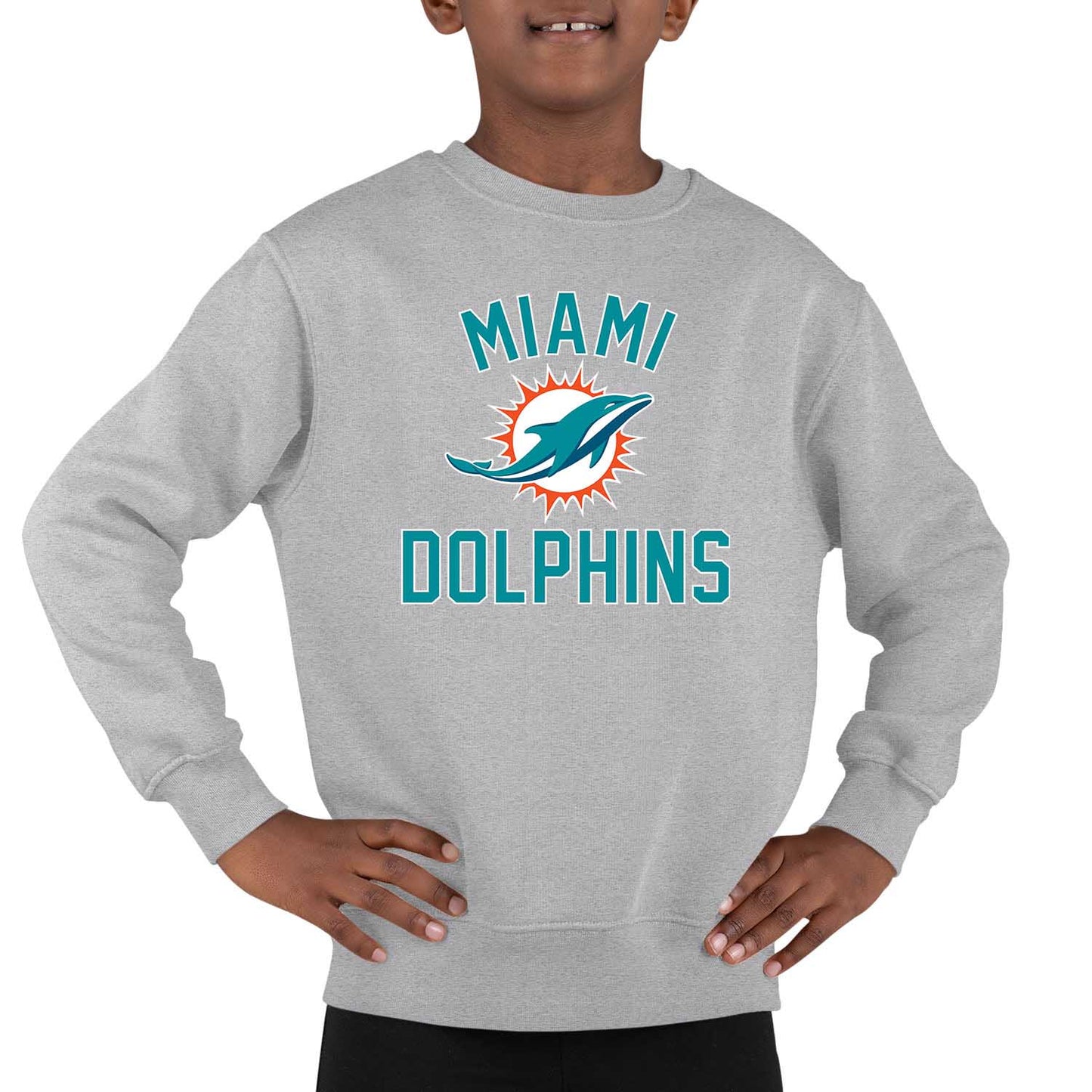 Miami Dolphins NFL Youth Gameday Crewneck Sweatshirt - Gray