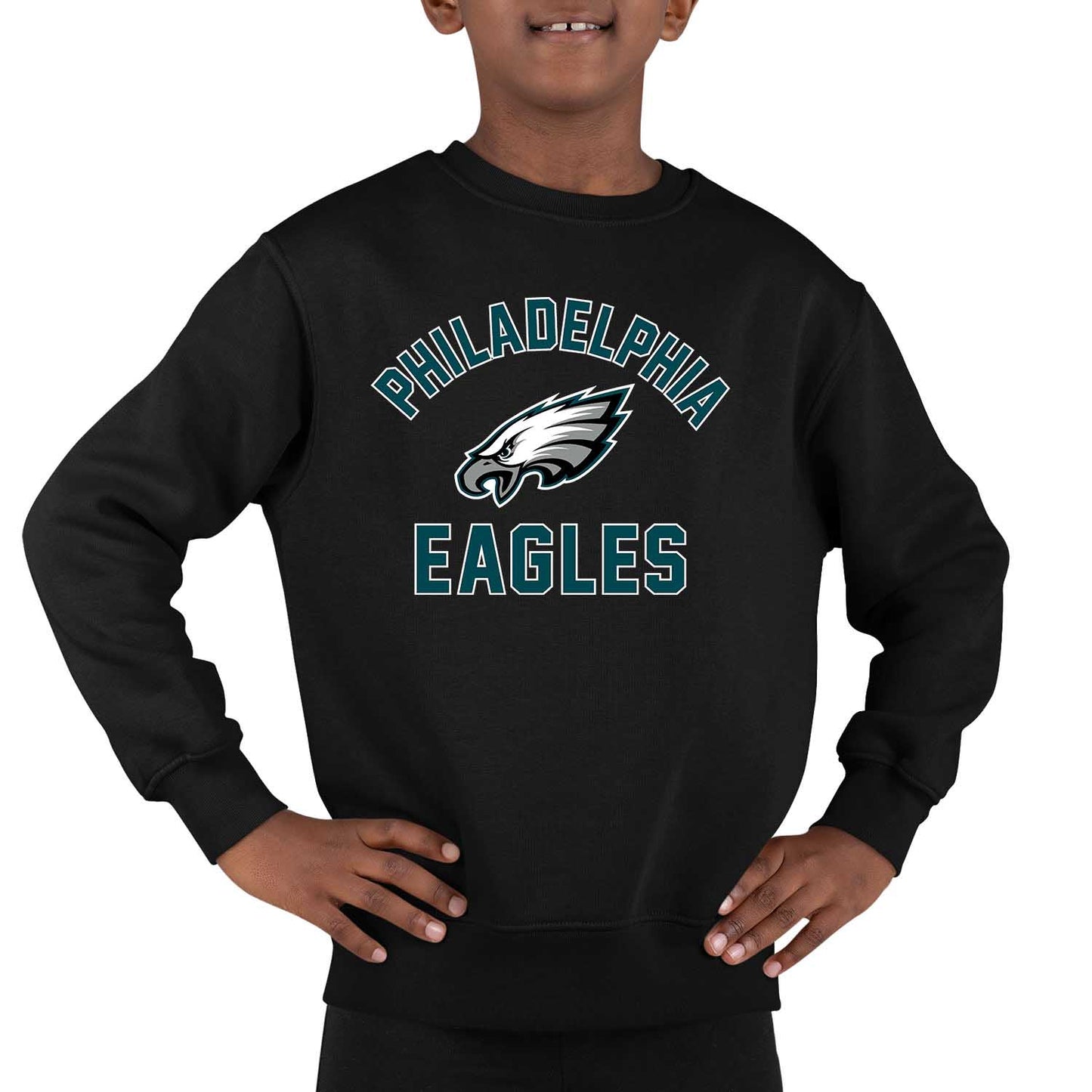 Philadelphia Eagles NFL Youth Gameday Crewneck Sweatshirt - Black