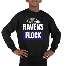 Baltimore Ravens NFL Youth Team Slogan crewneck Sweatshirt - Black