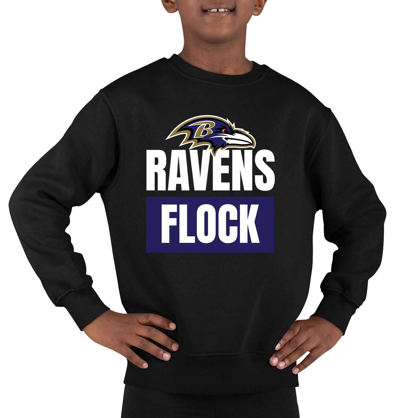 Baltimore Ravens NFL Youth Team Slogan crewneck Sweatshirt - Black