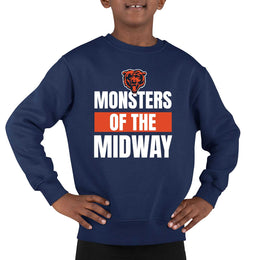 Chicago Bears NFL Youth Team Slogan crewneck Sweatshirt - Navy