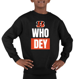 Cincinnati Bengals NFL Youth Team Slogan crewneck Sweatshirt - Black
