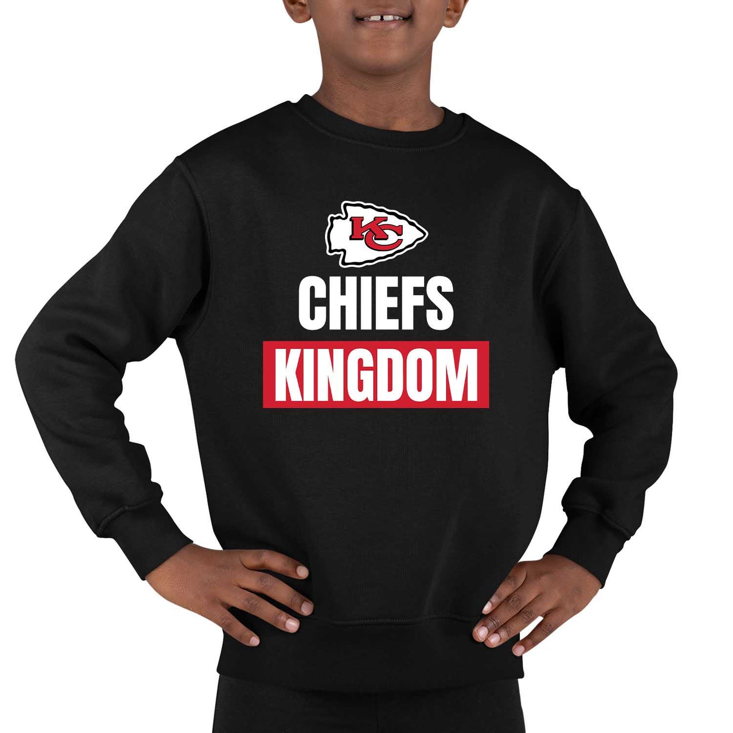 Kansas City Chiefs NFL Youth Team Slogan crewneck Sweatshirt - Black