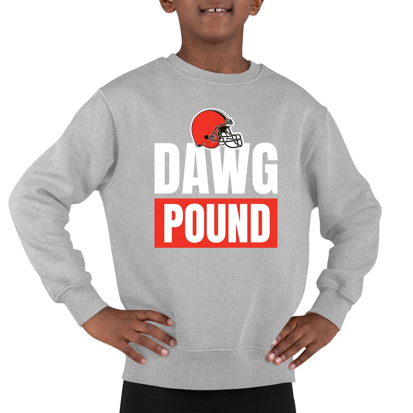 Cleveland Browns NFL Youth Team Slogan crewneck Sweatshirt - Gray