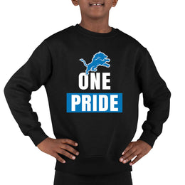 Detroit Lions NFL Youth Team Slogan crewneck Sweatshirt - Black