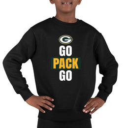Green Bay Packers NFL Youth Team Slogan crewneck Sweatshirt - Black