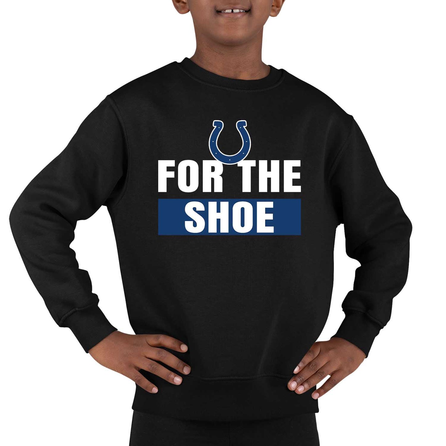 Indianapolis Colts NFL Youth Team Slogan crewneck Sweatshirt - Black