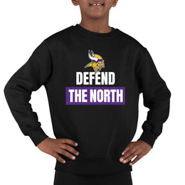 Minnesota Vikings NFL Youth Team Slogan crewneck Sweatshirt - Black